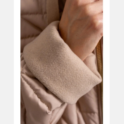 BEŻOWA kurtka DAMSKA pikowana,mankiety z polaru kaptur dłuższa MORAJ